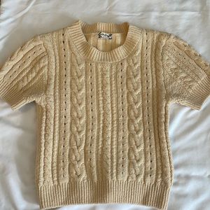 Freepeople short sleeve cream cableknit sweater